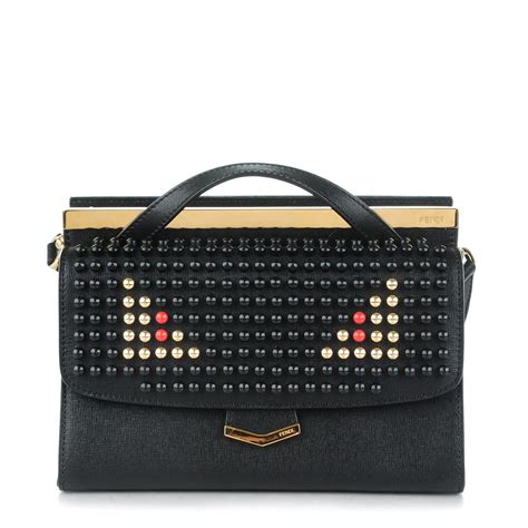 FENDI Vitello Elite Studded Monster Mini Demi Jour